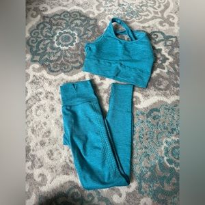 Alphalete Teal OG Halo Leggings and Vault Bra (both s)